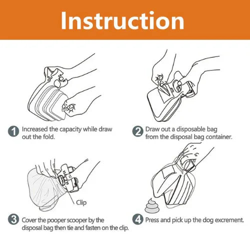 Foldable Dog Poop Bag Dispenser with Scoop - Portable Travel Waste Picker - TheHoomy