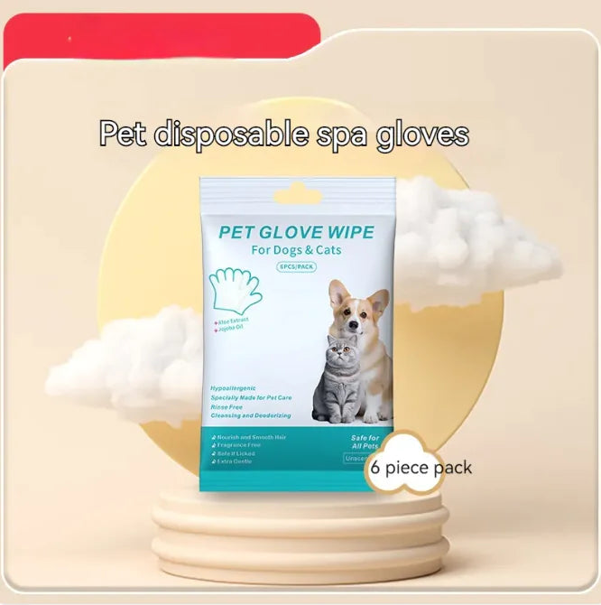 Pet Cleaning Gloves & Wipes - Disposable Grooming Kit for Dogs & Cats