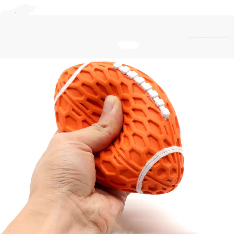 Durable Rugby Dog Toy - Bite-Resistant Squeaky Chew Toy for Boredom Relief