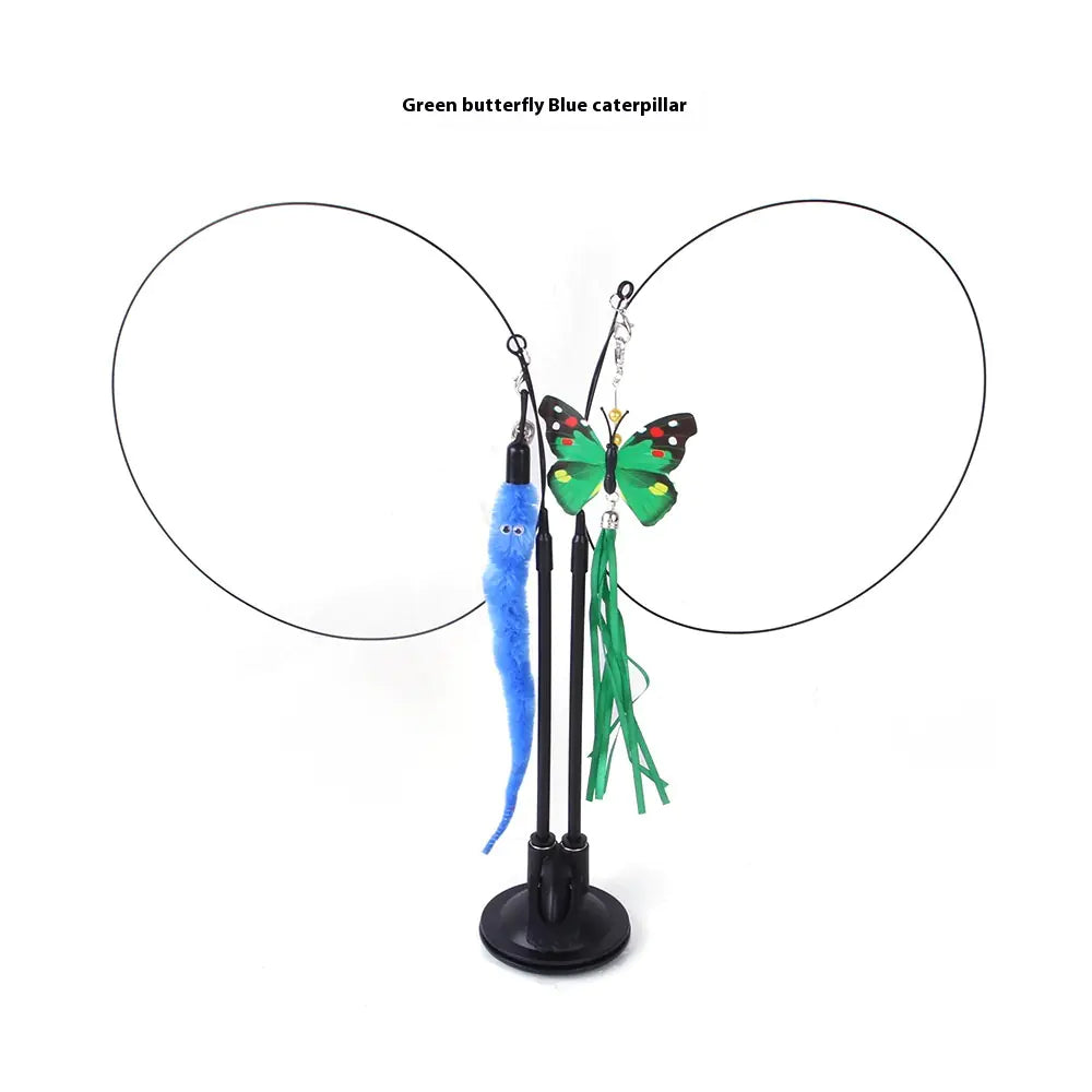 Cat Sucker Teaser Toy - Interactive Suction Cup Play Toy with Attachments