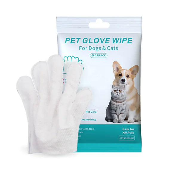 Pet Cleaning Gloves & Wipes - Disposable Grooming Kit for Dogs & Cats
