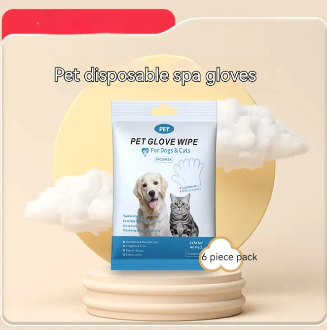 Pet Cleaning Gloves & Wipes - Disposable Grooming Kit for Dogs & Cats