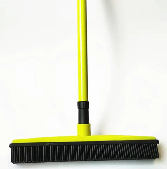 Pet Hair Removal Broom Mop - Washable Rubber Bristle Brush for Carpets & Floors