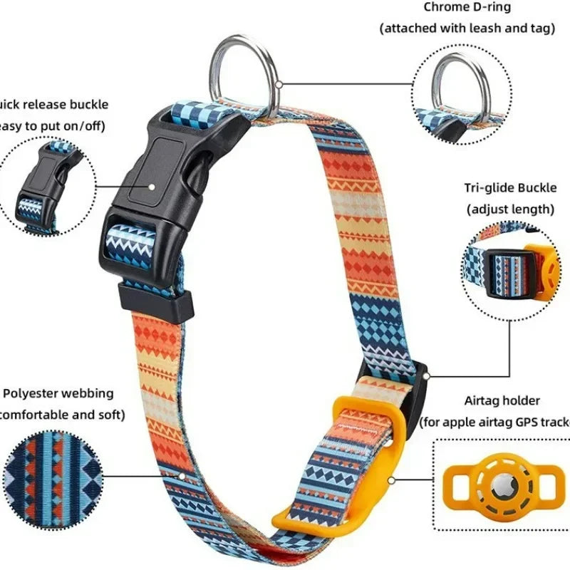 TheHoomy AirTag Dog Collar - Adjustable Digital Print Pet Collar with AirTag Holder