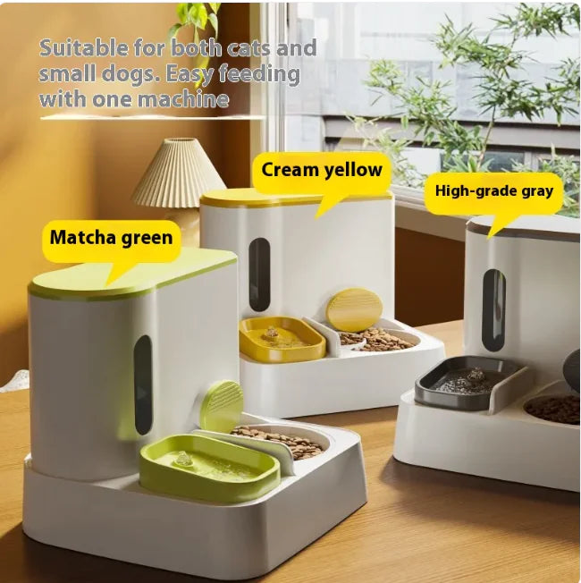 Automatic Cat Feeder & Water Dispenser - Dual Bowl Design with Gravity Feed