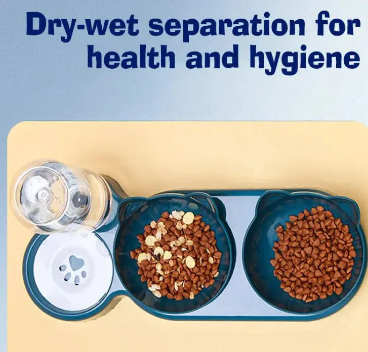 Automatic Cat Feeder Bowl - Dual Food & Water Dispenser with Timer