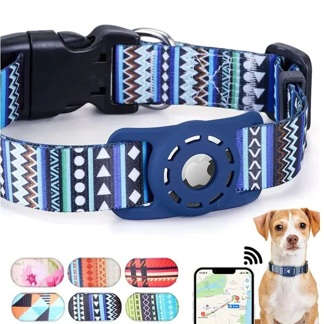 TheHoomy AirTag Dog Collar - Adjustable Digital Print Pet Collar with AirTag Holder