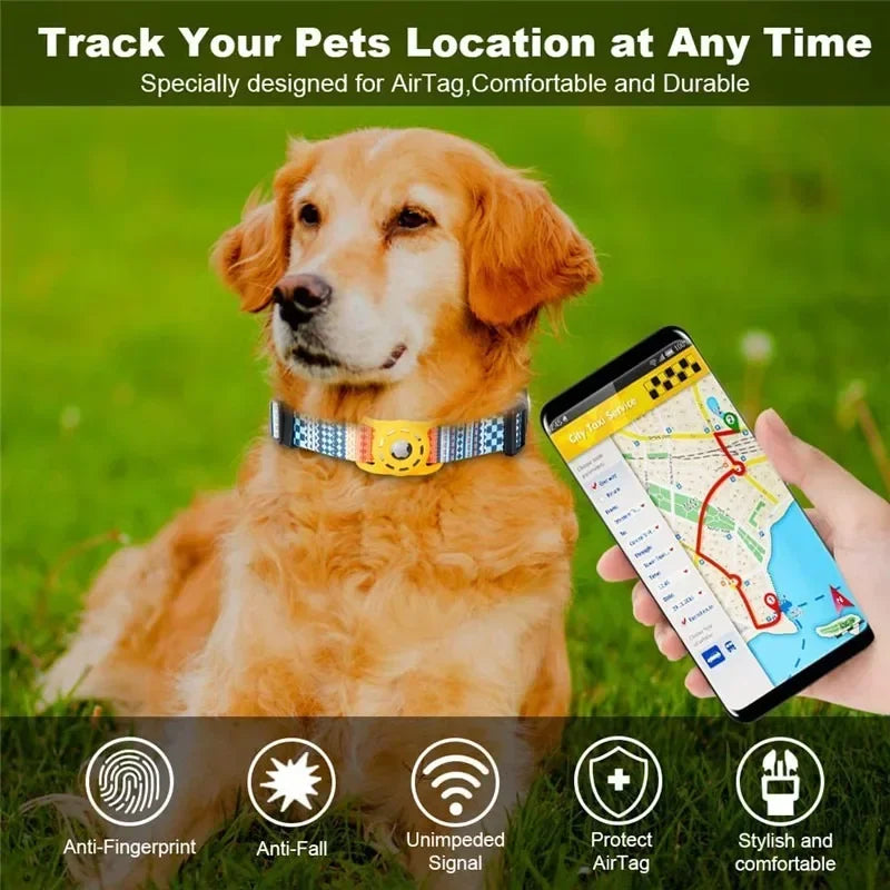 TheHoomy AirTag Dog Collar - Adjustable Digital Print Pet Collar with AirTag Holder