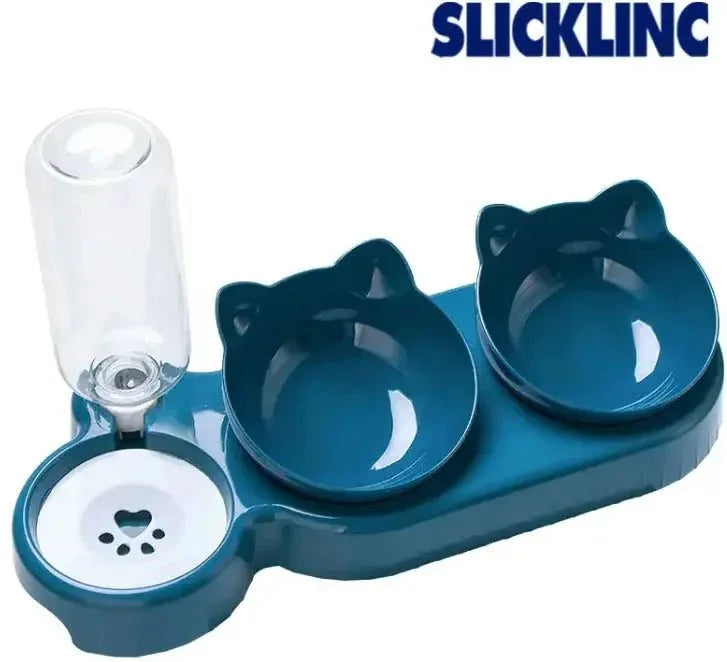 Automatic Cat Feeder Bowl - Dual Food & Water Dispenser with Timer - TheHoomy