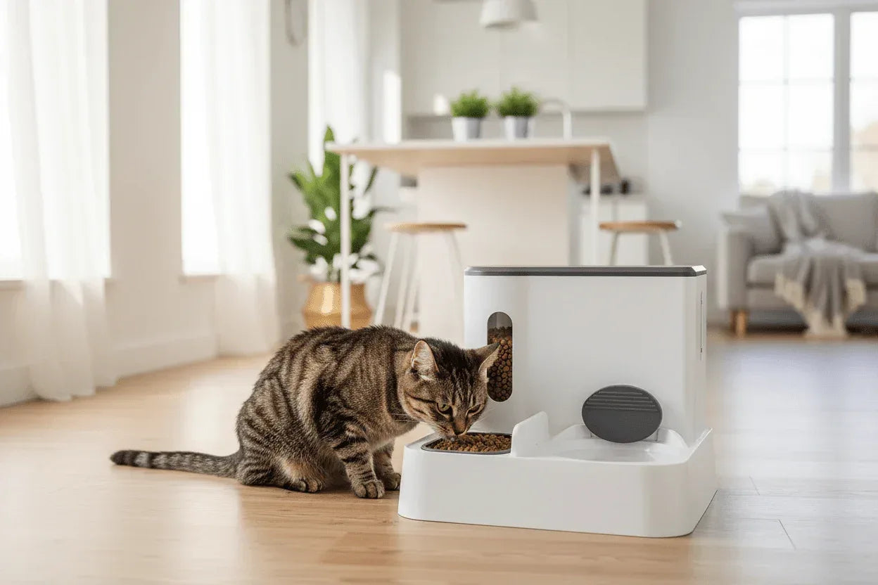 Automatic Cat Feeder & Water Dispenser - Dual Bowl Design with Gravity Feed - TheHoomy