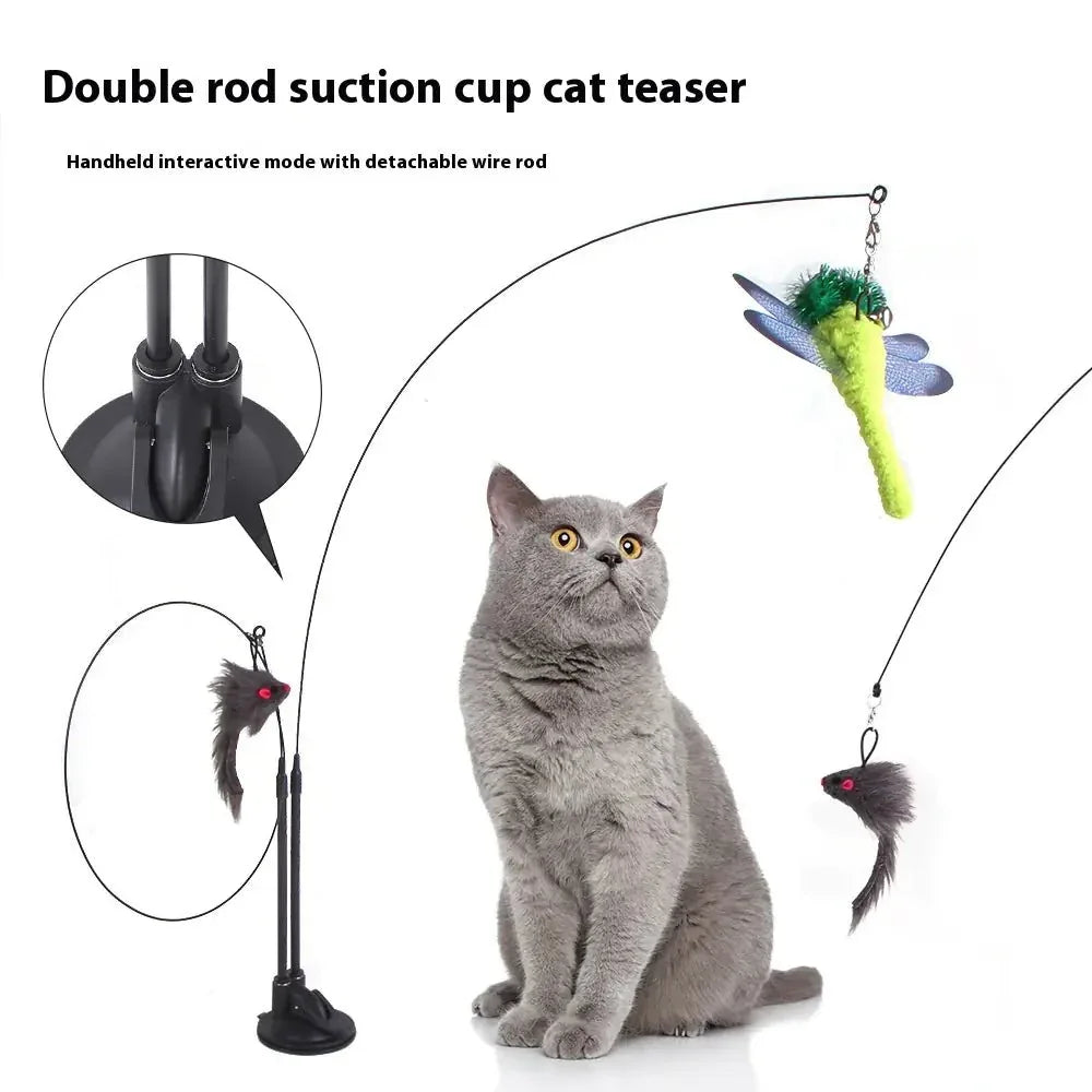 Cat Sucker Teaser Toy - Interactive Suction Cup Play Toy with Attachments - TheHoomy