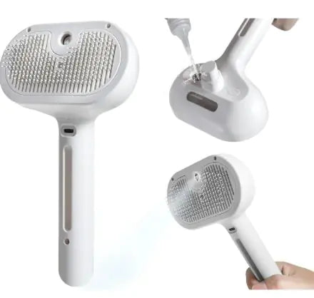 Steamy Brush Pet Spray - 3-in-1 Grooming Tool with Water Mist for Dogs & Cats