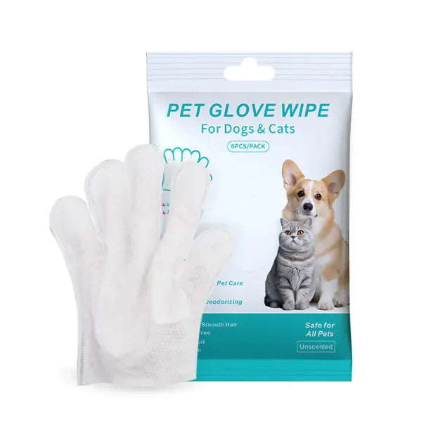 Pet Cleaning Gloves & Wipes - Disposable Grooming Kit for Dogs & Cats