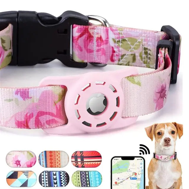 TheHoomy AirTag Dog Collar - Adjustable Digital Print Pet Collar with AirTag Holder