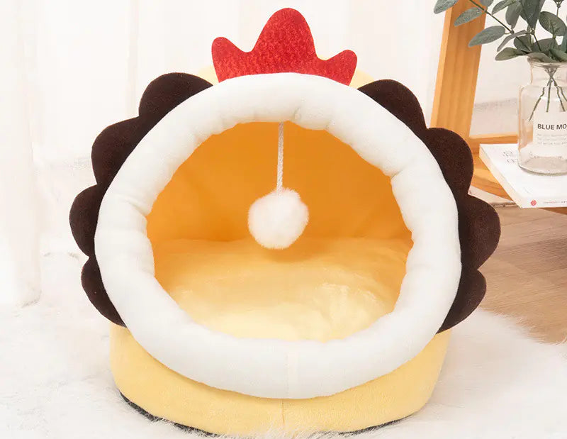 Winter Enclosed Pet Bed - Warm Cushion Cave for Small Dogs & Cats (S-L)