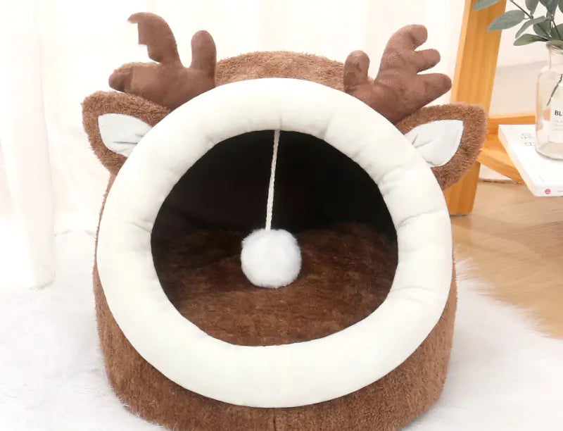 Winter Enclosed Pet Bed - Warm Cushion Cave for Small Dogs & Cats (S-L)