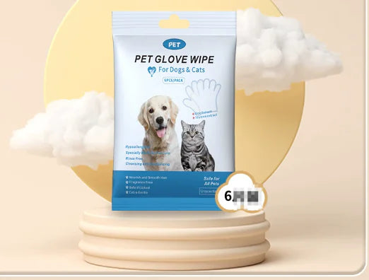 Pet Cleaning Gloves & Wipes - Disposable Grooming Kit for Dogs & Cats