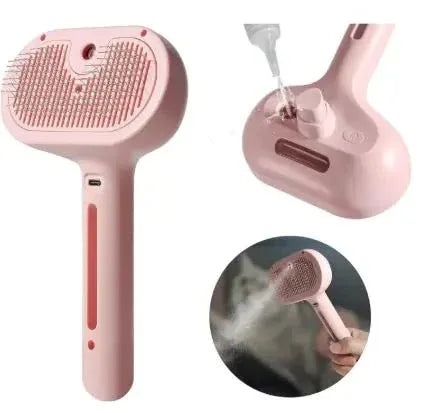 Steamy Brush Pet Spray - 3-in-1 Grooming Tool with Water Mist for Dogs & Cats - TheHoomy