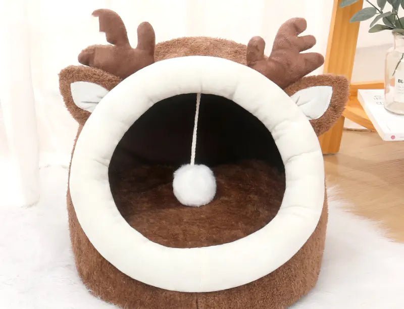 Winter Enclosed Pet Bed - Warm Cushion Cave for Small Dogs & Cats (S - L) - TheHoomy