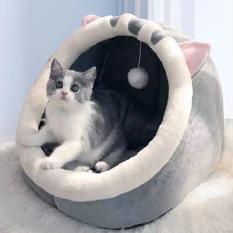 Winter Enclosed Pet Bed - Warm Cushion Cave for Small Dogs & Cats (S - L) - TheHoomy