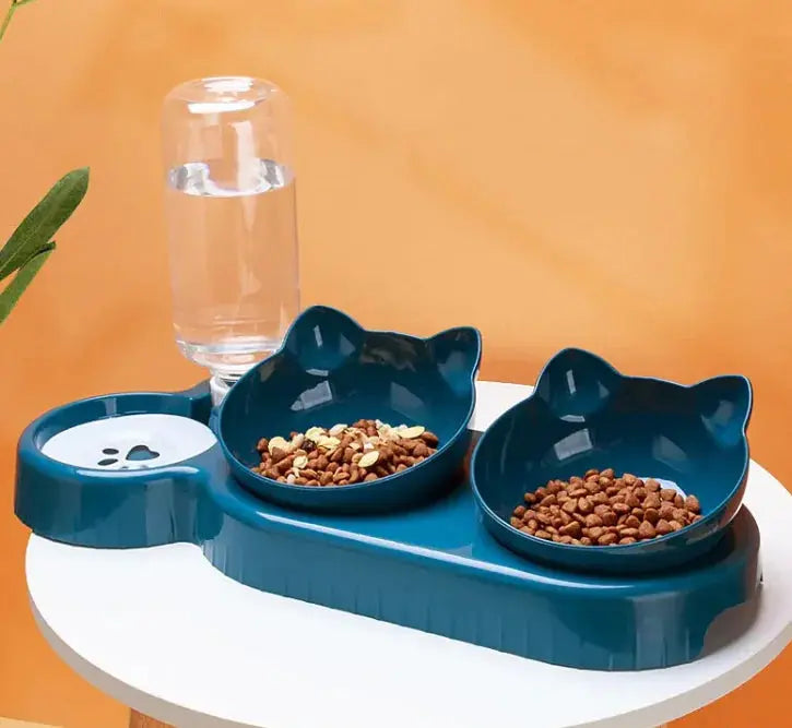 Automatic Cat Feeder Bowl - Dual Food & Water Dispenser with Timer